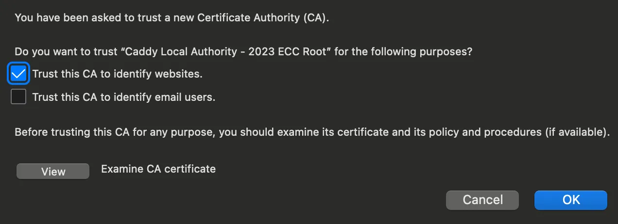 Trust new Certificate Authority