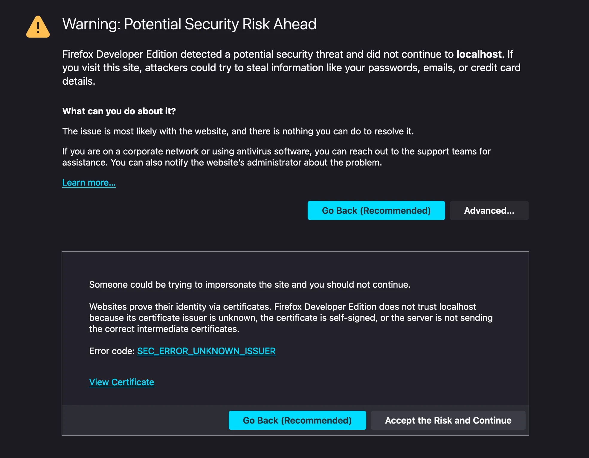 SEC_ERROR_UNKNOWN_ISSUER