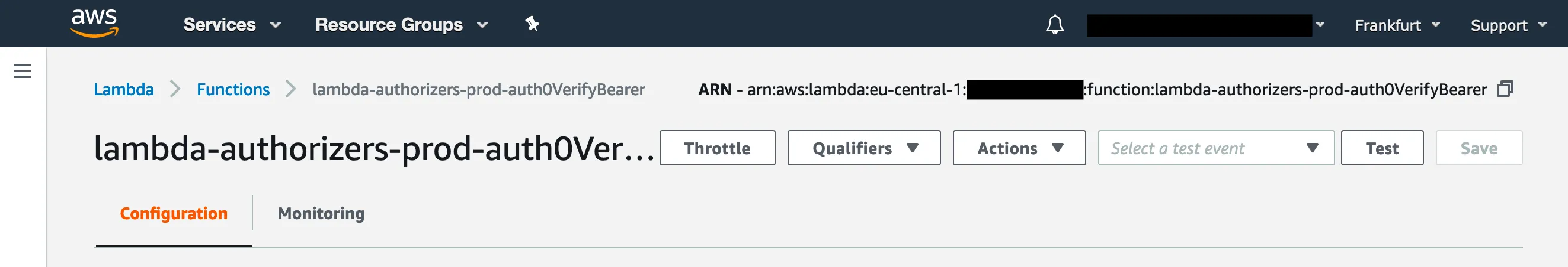 auth0VerifyBearer Lambda ARN