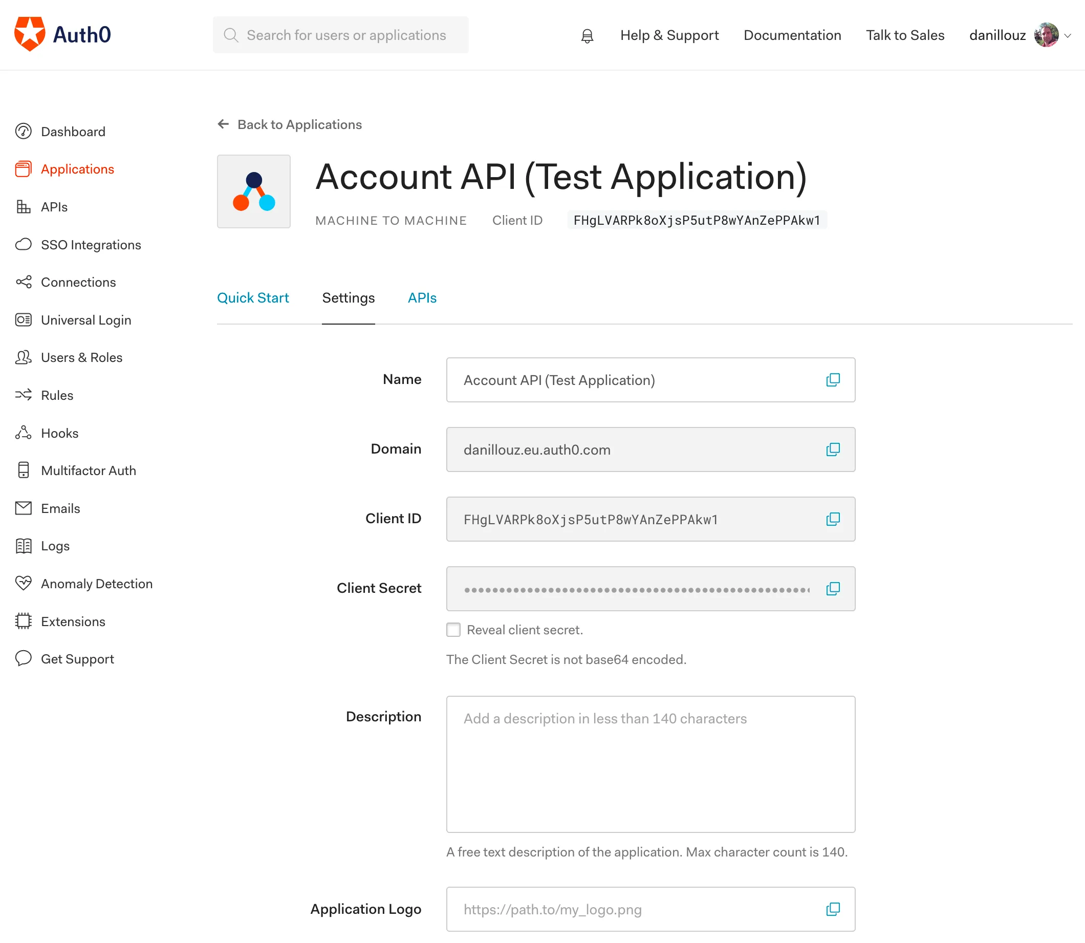 Auth0 test application