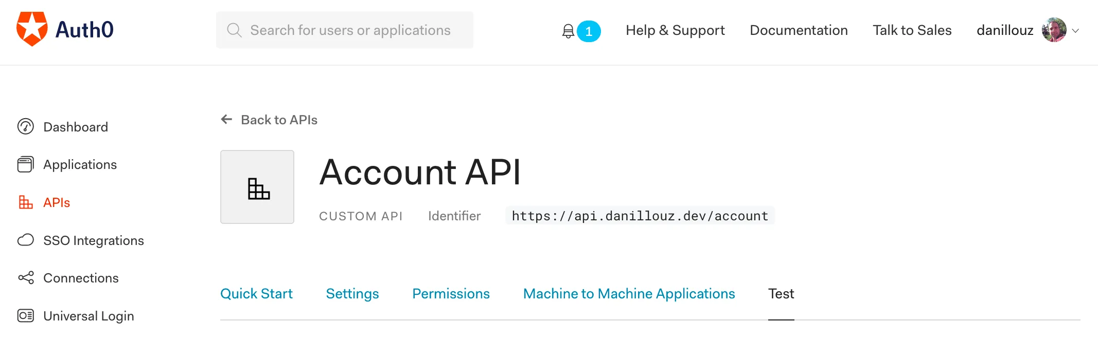 Auth0 bearer token test command